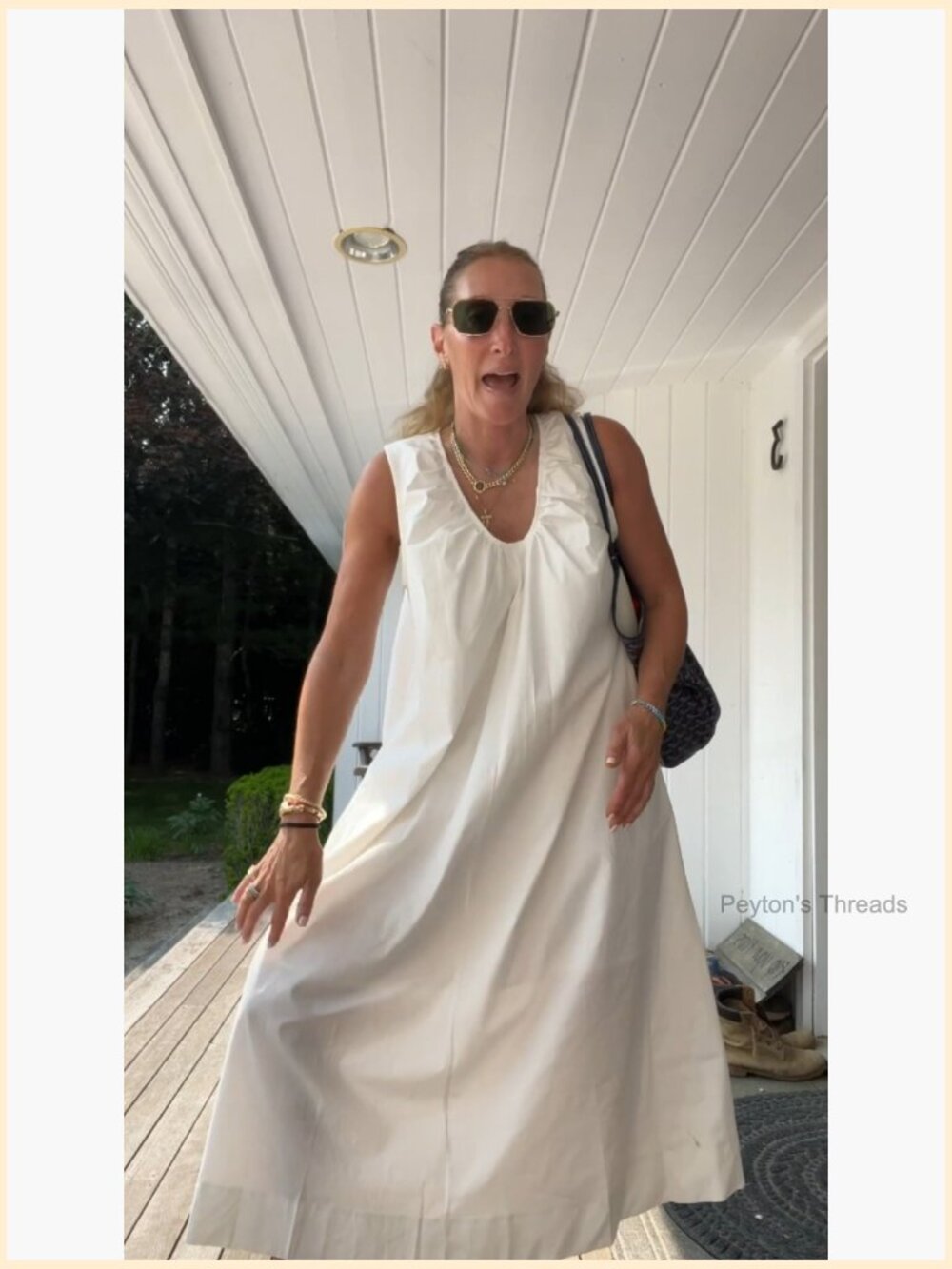 Sleeveless Scoop Neck Maxi Dress Ruched Wide Shoulder Beach Vacation - Picture 5 of 7